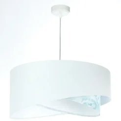 BPS Koncept Hängelampe Stoff Ø 50 cm Weiß Hellblau marmoriert rund E27* Hängelampen|Bürolampen