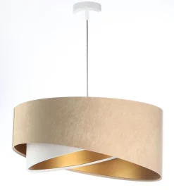 BPS Koncept Hängelampe Stoff Beige Gold E27 rund D: 50 cm Velours Optik* Hängelampen|Bürolampen