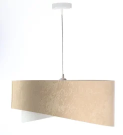 BPS Koncept Hängelampe Stoff Beige Gold E27 rund D: 50 cm Velours Optik* Hängelampen|Bürolampen