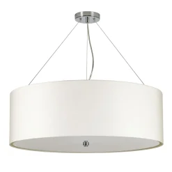 Hot Elstead Hängelampe Stoff Ø76cm in Creme Chrom blendarm