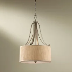 Elstead Hängelampe Stoff Creme Braun antik E27 SAMISE* Hängelampen|Stofflampen