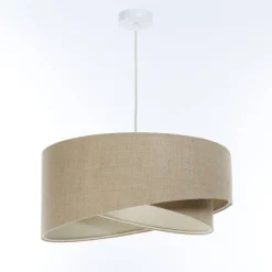 Best BPS Koncept Hängelampe Stoff E27 D: 40 cm Natur Stoff Modern INGRAM