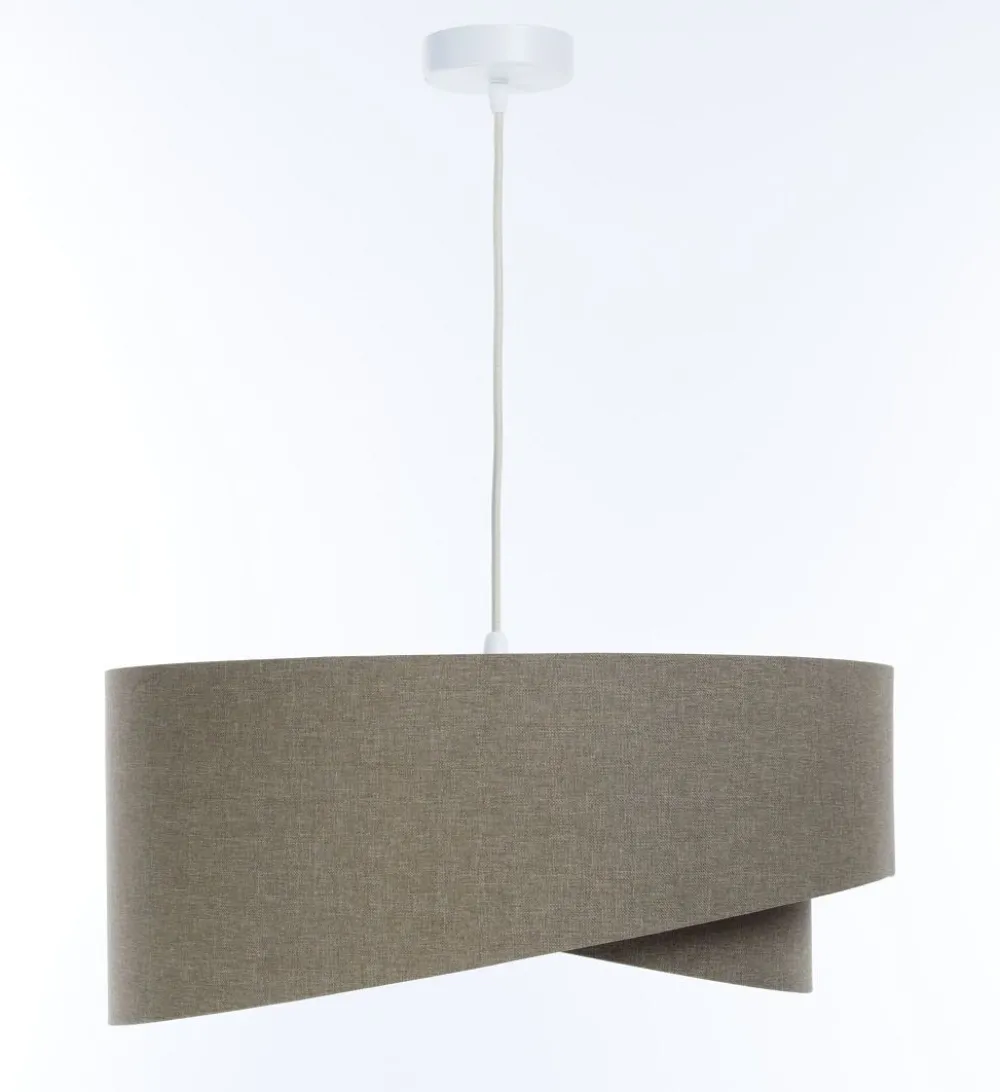 New BPS Koncept Hängelampe Stoff E27 D: 60 cm rund Braun Stoff Modern INGRAM