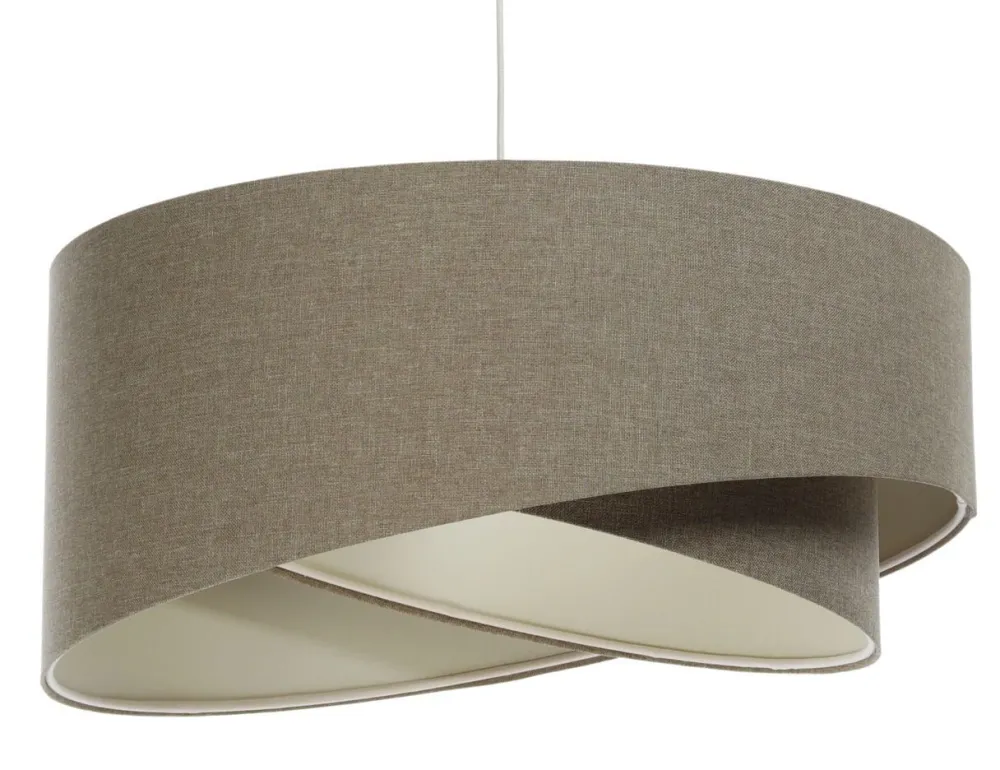 New BPS Koncept Hängelampe Stoff E27 D: 60 cm rund Braun Stoff Modern INGRAM