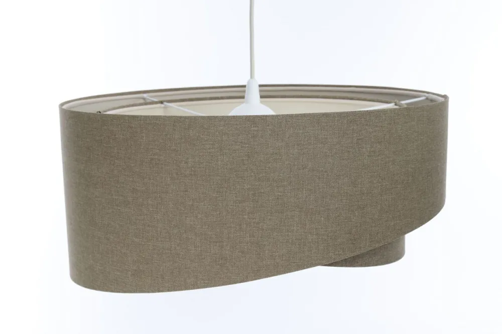 New BPS Koncept Hängelampe Stoff E27 D: 60 cm rund Braun Stoff Modern INGRAM