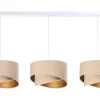 BPS Koncept Hängelampe Stoff Esstisch 3-flammig in Weiß Beige Gold E27* Wohnzimmerlampen|Esszimmer Lampen
