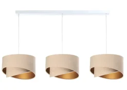 BPS Koncept Hängelampe Stoff Esstisch 3-flammig in Weiß Beige Gold E27* Wohnzimmerlampen|Esszimmer Lampen