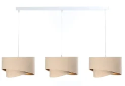 BPS Koncept Hängelampe Stoff Esstisch 3-flammig in Weiß Beige Gold E27* Wohnzimmerlampen|Esszimmer Lampen