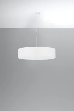 Sollux Hängelampe Stoff Glas Ø 50 cm rund Weiß 5x E27 ZIROLI