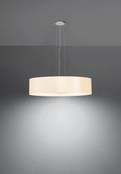 Sollux Hängelampe Stoff Glas Ø 50 cm rund Weiß 5x E27 ZIROLI