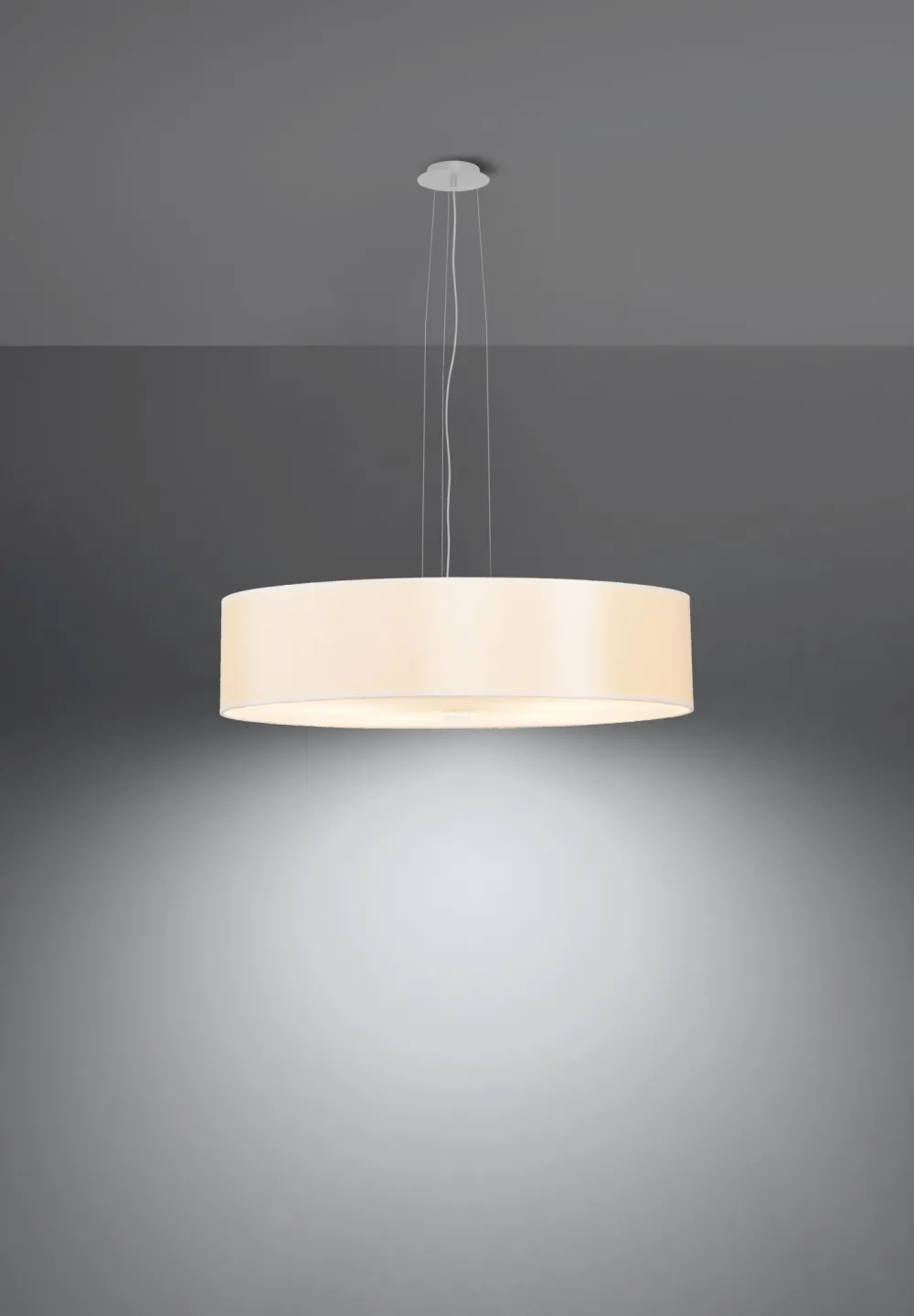 Sollux Hängelampe Stoff Glas Ø 50 cm rund Weiß 5x E27 ZIROLI