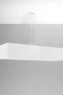 Clearance Sollux Hängelampe Stoff Glas Weiß 120 cm breit blendarm 5x E27
