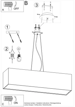 Clearance Sollux Hängelampe Stoff Glas Weiß 120 cm breit blendarm 5x E27