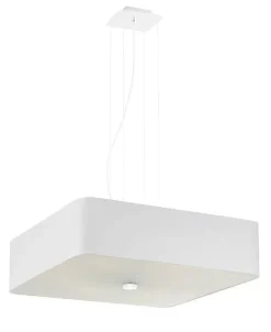 Sollux Hängelampe Stoff Glas Weiß eckig Modern blendarm* Wohnzimmerlampen|Stofflampen