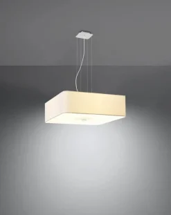Sollux Hängelampe Stoff Glas Weiß eckig Modern blendarm* Wohnzimmerlampen|Stofflampen
