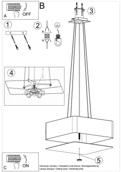 Sollux Hängelampe Stoff Glas Weiß eckig Modern blendarm* Wohnzimmerlampen|Stofflampen