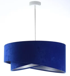 BPS Koncept Hängelampe Stoff Kobaltblau Silber E27 rund D: 50 cm* Bürolampen|Schlafzimmer Lampen