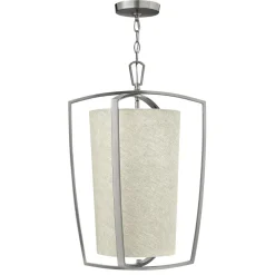 Elstead Hängelampe Stoff Metall in Creme Nickel MESINA* Hängelampen|Moderne Lampen