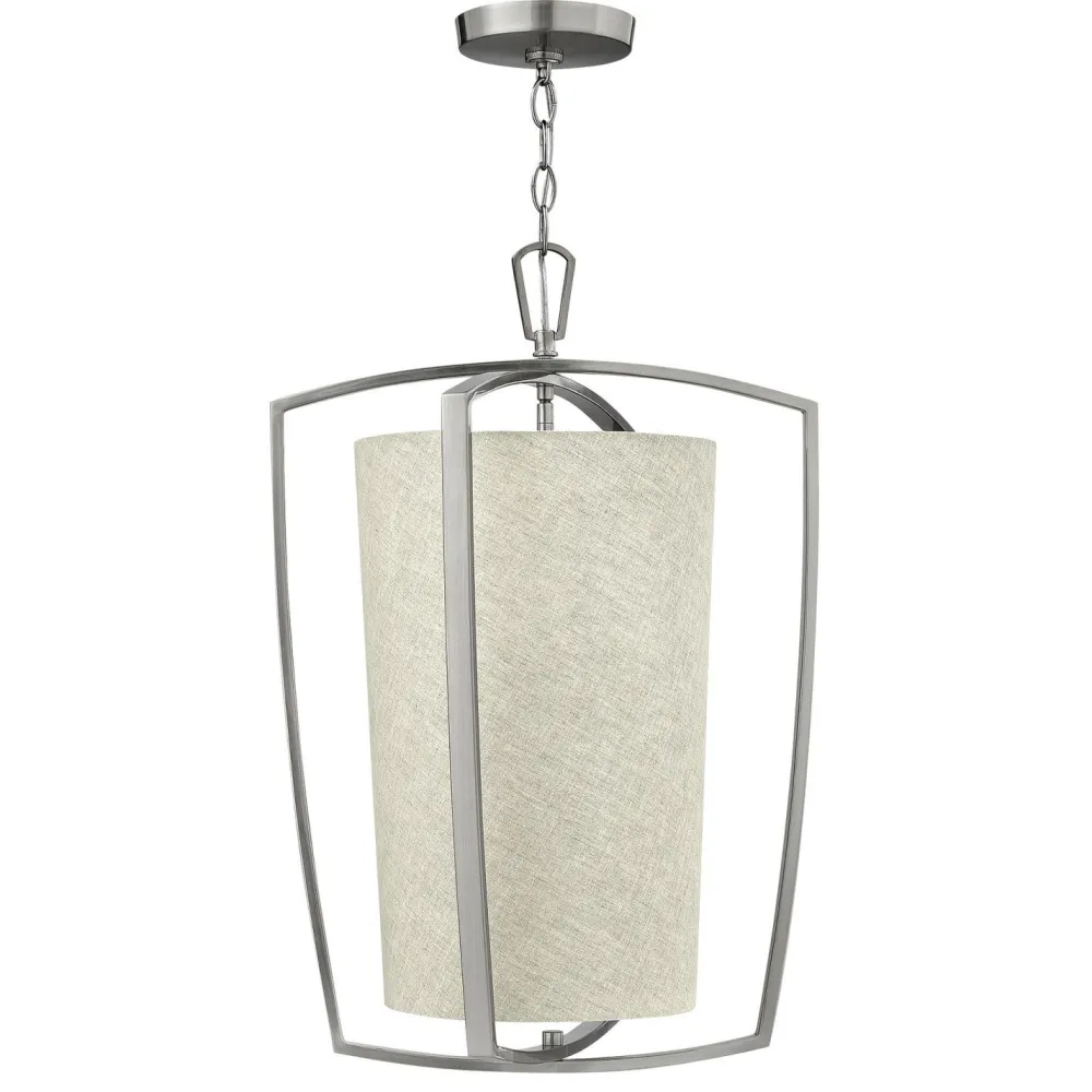 Elstead Hängelampe Stoff Metall in Creme Nickel MESINA* Hängelampen|Moderne Lampen