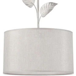 Lamkur Hängelampe Stoff Metall in Silber E27 Ø 35 cm Landhaus* Schlafzimmer Lampen|Küchenlampen