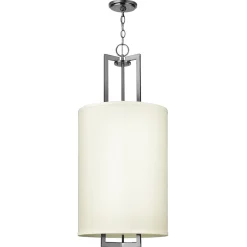 Best Elstead Hängelampe Stoff Metall in Creme Nickel E27 Modern