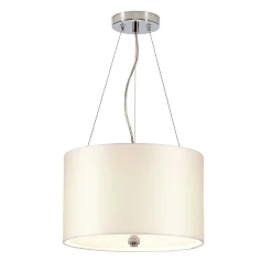 Hot Elstead Hängelampe Stoff rund Ø36cm in Creme Chrom blendarm