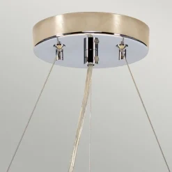 Hot Elstead Hängelampe Stoff rund Ø36cm in Creme Chrom blendarm