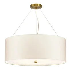 Elstead Hängelampe Stoff Schirm rund Ø66cm in Creme Messing* Moderne Lampen|Stofflampen