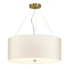 Clearance Elstead Hängelampe Stoff Schirm rund Ø59cm in Creme Messing