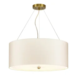 Clearance Elstead Hängelampe Stoff Schirm rund Ø59cm in Creme Messing