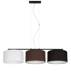 Discount Belis Hängelampe Stoff Weiß Braun Schwarz E27 100 cm lang