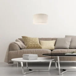 Hot Lamkur Hängelampe Stoff Weiß Creme Ø 35 cm Modern verstellbar E27