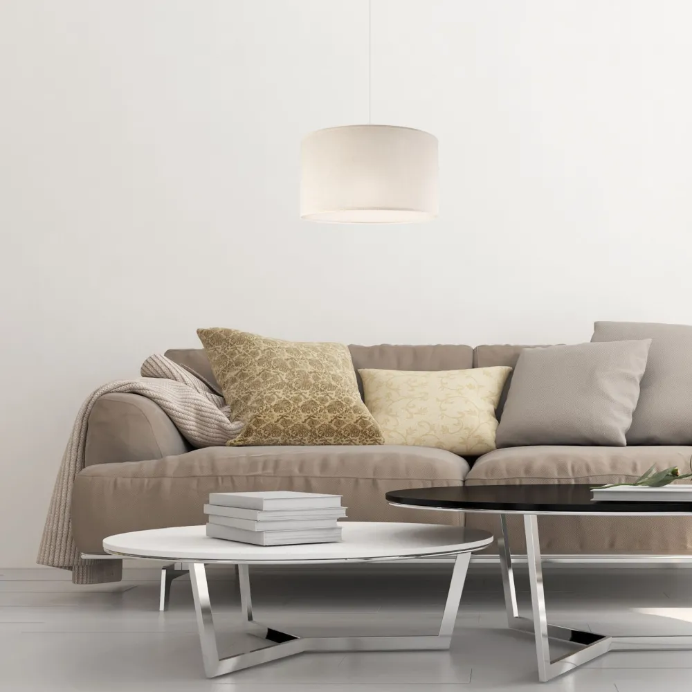 Hot Lamkur Hängelampe Stoff Weiß Creme Ø 35 cm Modern verstellbar E27