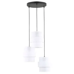 TK Lighting Hängelampe Stoff Weiß Schwarz verstellbar E27 3-flammig* Hängelampen|Bürolampen