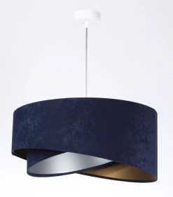 BPS Koncept Hängelampe Stoffschirm rund D: 50 cm E27 Blau Gold Silber* Hängelampen|Bürolampen