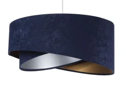 BPS Koncept Hängelampe Stoffschirm rund D: 50 cm E27 Blau Gold Silber* Hängelampen|Bürolampen