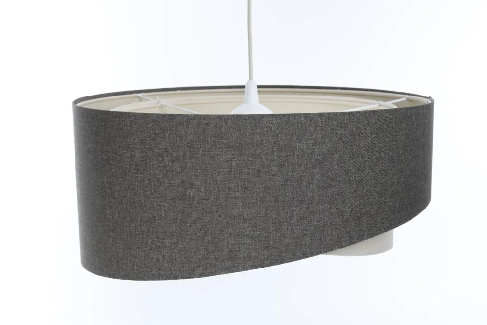 New BPS Koncept Hängelampe Stoffschirm und Ø 50 cm E27 Grau Creme verstellbar