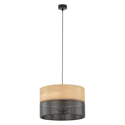 TK Lighting Hängelampe verstellbar E27 Ø 38 cm Schwarz Natur CANTU* Bürolampen|Schlafzimmer Lampen