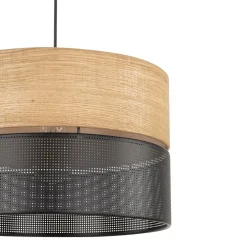 TK Lighting Hängelampe verstellbar E27 Ø 38 cm Schwarz Natur CANTU* Bürolampen|Schlafzimmer Lampen