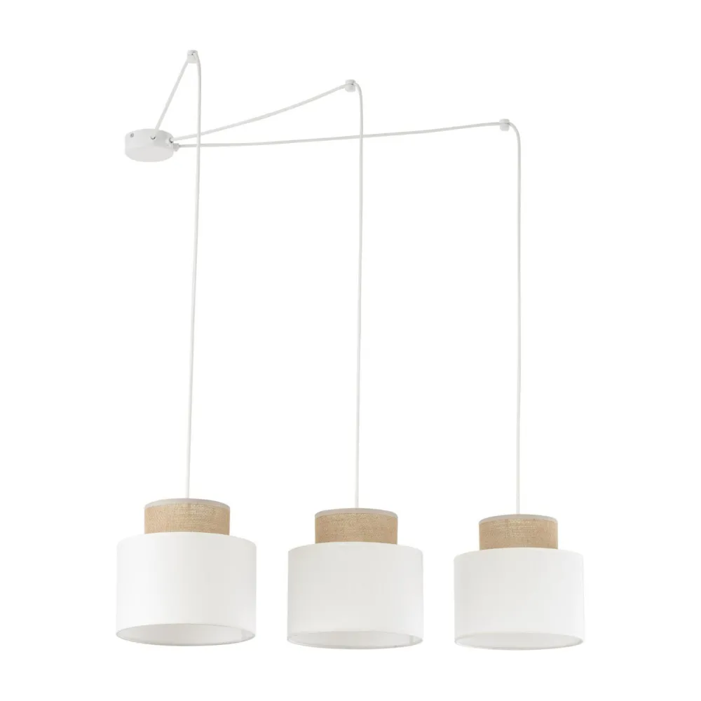 TK Lighting Hängelampe verstellbar Stoff Jute B: max. 4 m E27 3-flammig* Stofflampen|Retro Lampen