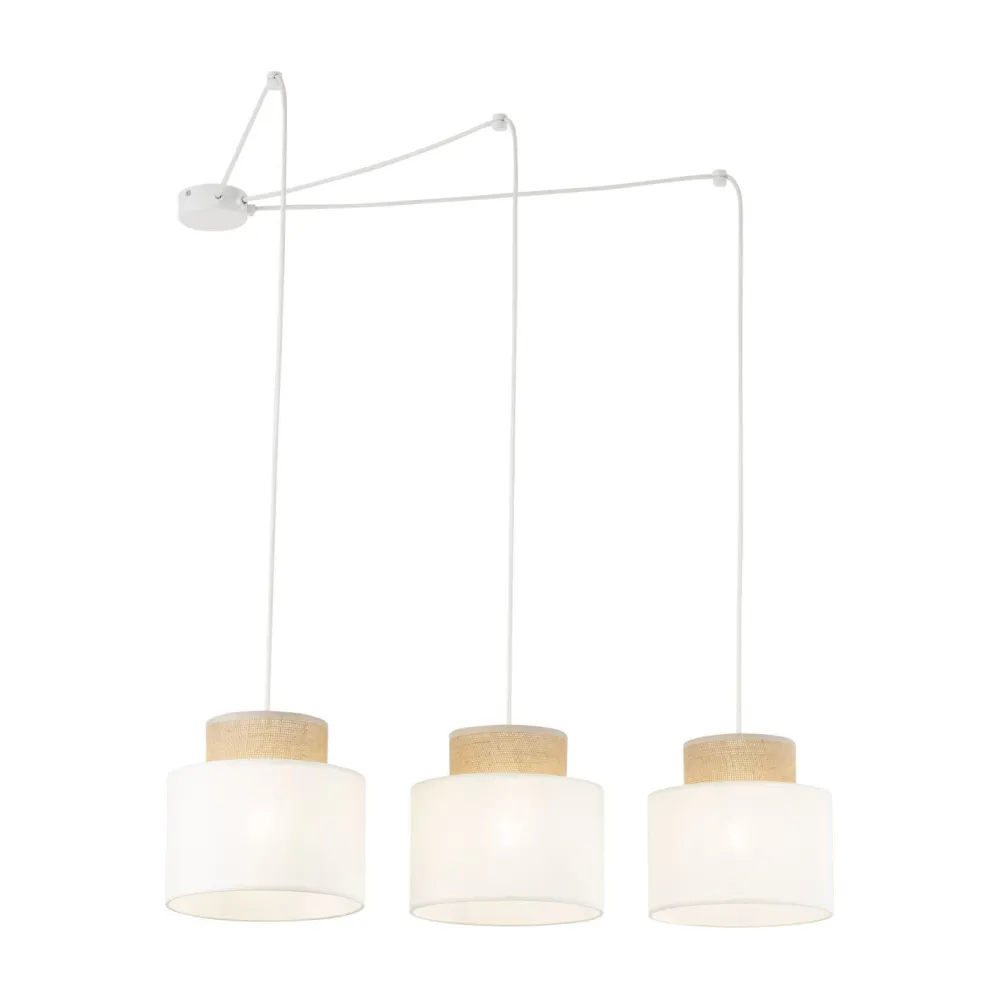 TK Lighting Hängelampe verstellbar Stoff Jute B: max. 4 m E27 3-flammig* Stofflampen|Retro Lampen