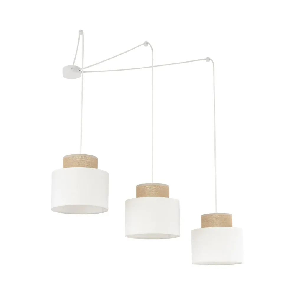 TK Lighting Hängelampe verstellbar Stoff Jute B: max. 4 m E27 3-flammig* Stofflampen|Retro Lampen