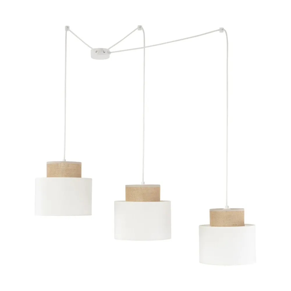 TK Lighting Hängelampe verstellbar Stoff Jute B: max. 4 m E27 3-flammig* Stofflampen|Retro Lampen