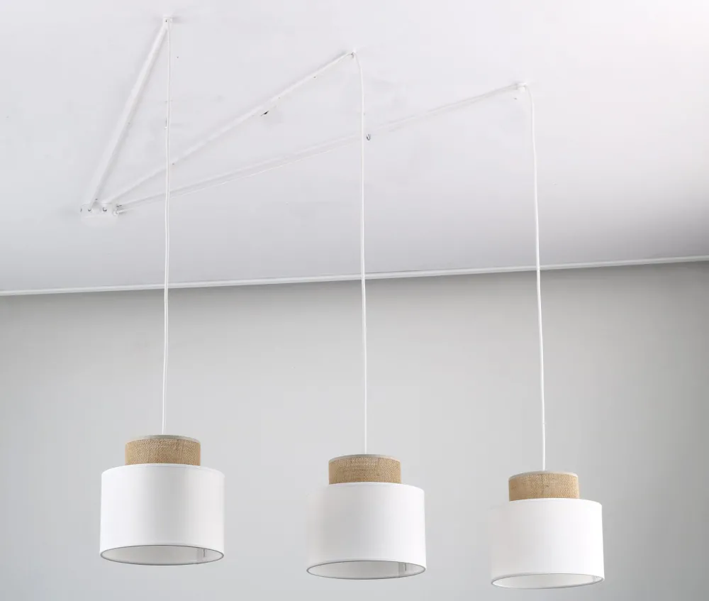TK Lighting Hängelampe verstellbar Stoff Jute B: max. 4 m E27 3-flammig* Stofflampen|Retro Lampen