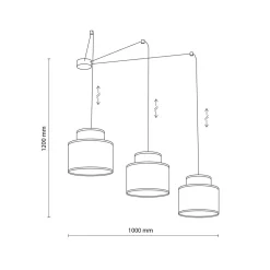 TK Lighting Hängelampe verstellbar Stoff Jute B: max. 4 m E27 3-flammig* Stofflampen|Retro Lampen