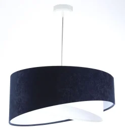 BPS Koncept Hängelampe Weiß Blau E27 rund Ø 50 cm Stoff Velours Optik* Hängelampen|Bürolampen