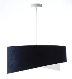 BPS Koncept Hängelampe Weiß Blau E27 rund Ø 50 cm Stoff Velours Optik* Hängelampen|Bürolampen