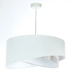 Online BPS Koncept Hängelampe Weiß Creme rund Ø 50 cm E27 Velours Optik Stoff