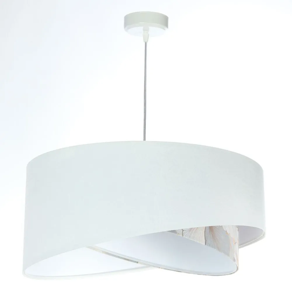 Online BPS Koncept Hängelampe Weiß Creme rund Ø 50 cm E27 Velours Optik Stoff