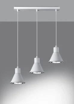 Best Sollux Hängelampe Weiß 3-flammig B: 45 cm ES111 Retro Metall